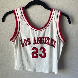 Red and white Los Angeles top